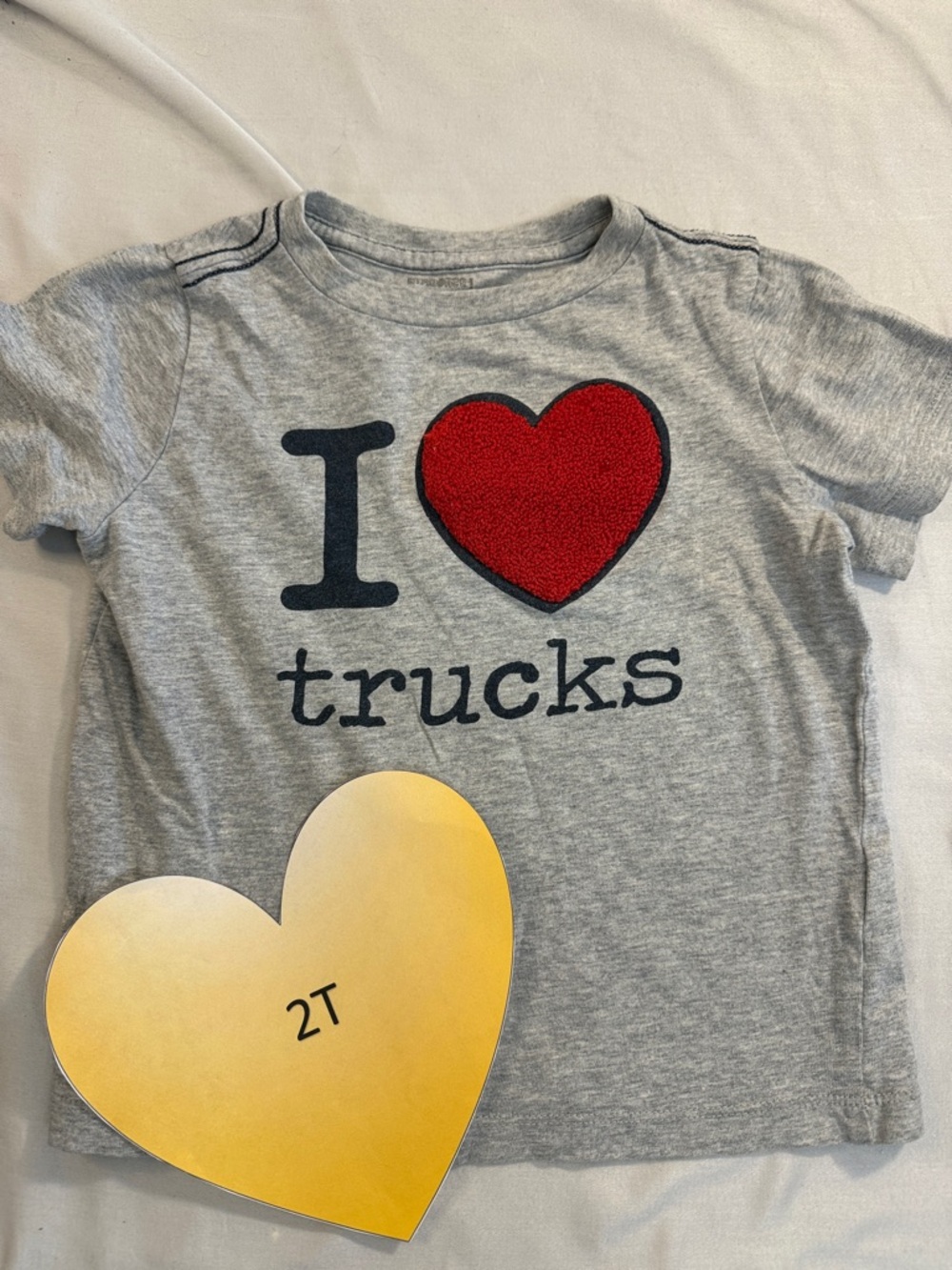 Gymboree - Grey T-Shirt with Textured Red Heart and Truck Design